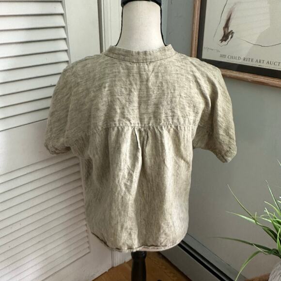 EILEEN FISHER Top Womens Petite Medium Brown Organic Linen Button Down Lagenlook - Picture 5 of 9